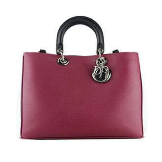 Christian Dior diorissimo original calfskin leather bag 44373 wine red & white & black